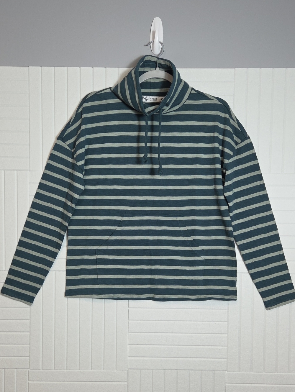 Carve Designs 100% Organic Cotton Green Stripe Lightweight Sweatshirt Size S